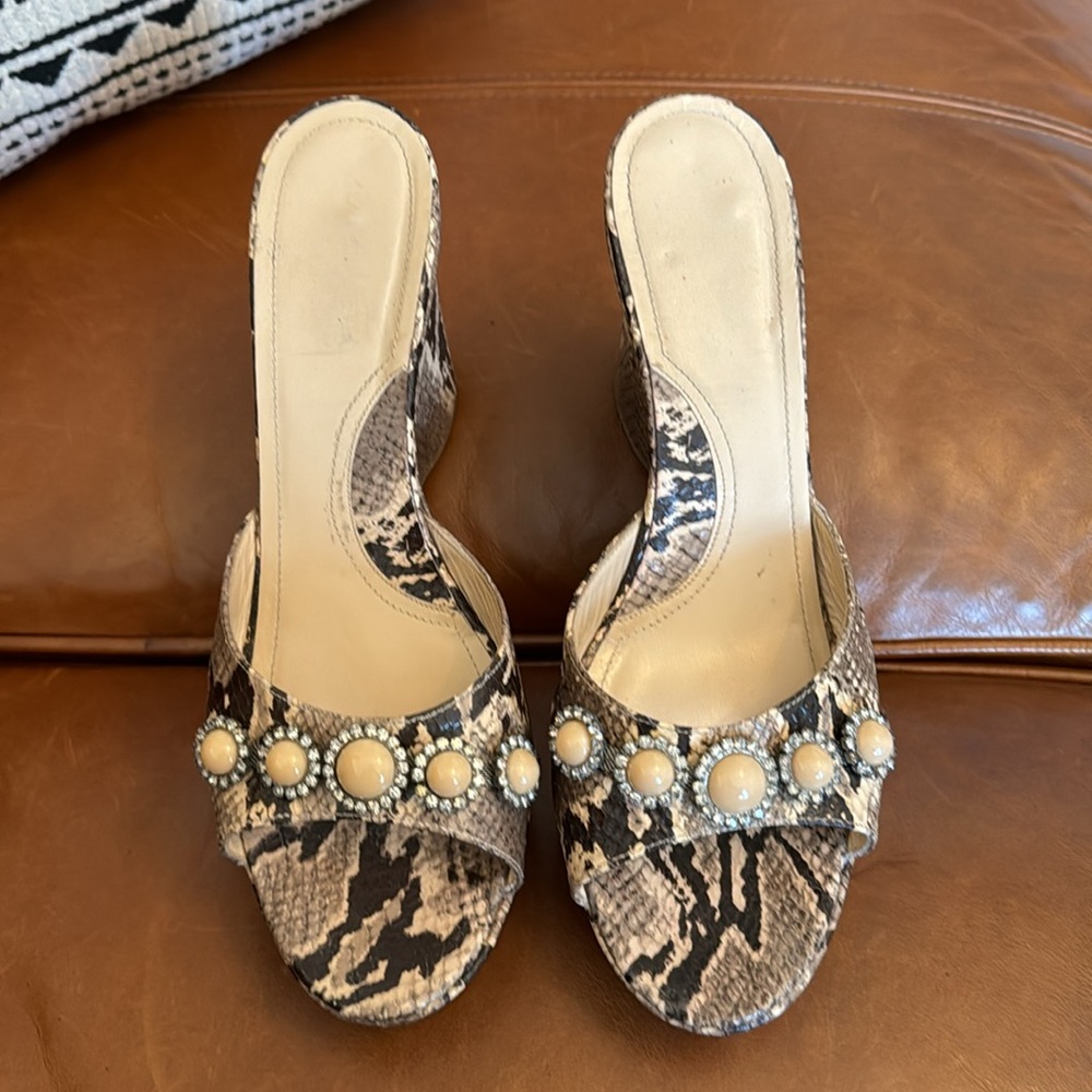 Via Spiga Slip On Python Snake Sandals Size 10.5 - image 2
